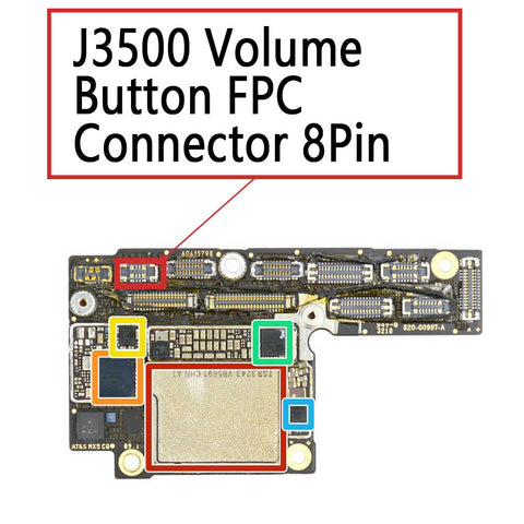 iPhone Xs XS Max J3500 Volume Button FPC Connector | myFixParts.com